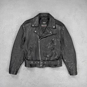 Vintage 90s Wilsons Leather Black Leather Classic Biker Jacket Men's Small